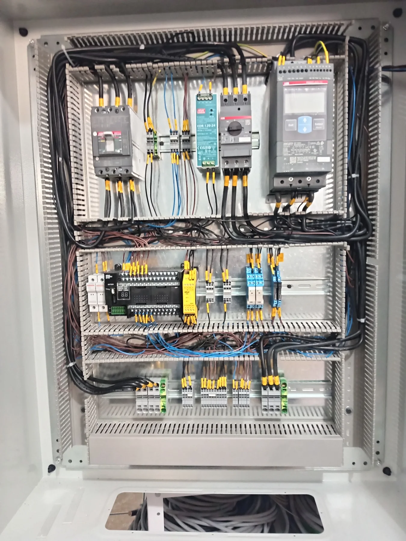 Interior de un tablero eléctrico de control